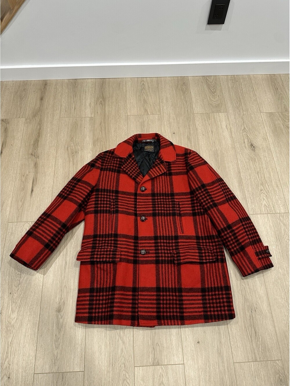 Vintage Pendleton Wool Jacket Car Coat Buffalo Plaid Quilted Lining